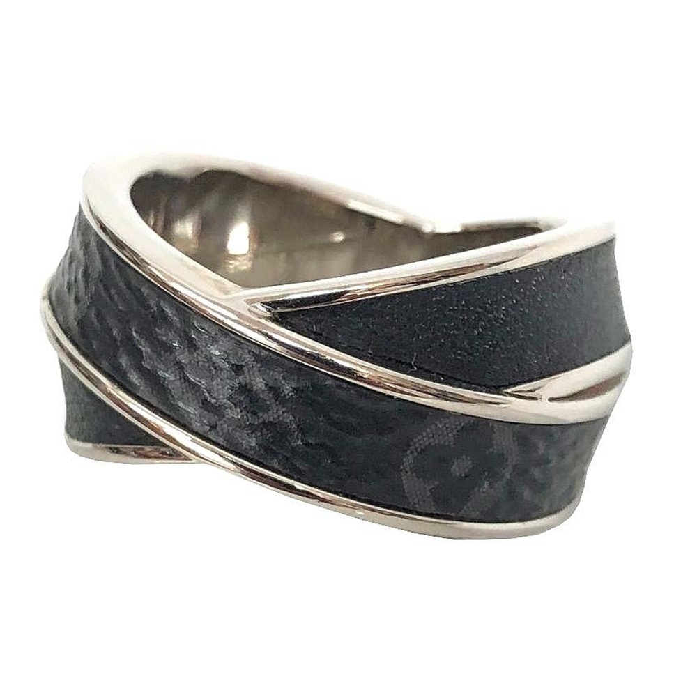 Louis Vuitton Monogram Eclipse Bague Entrelac Ring M62685 Size M Men's